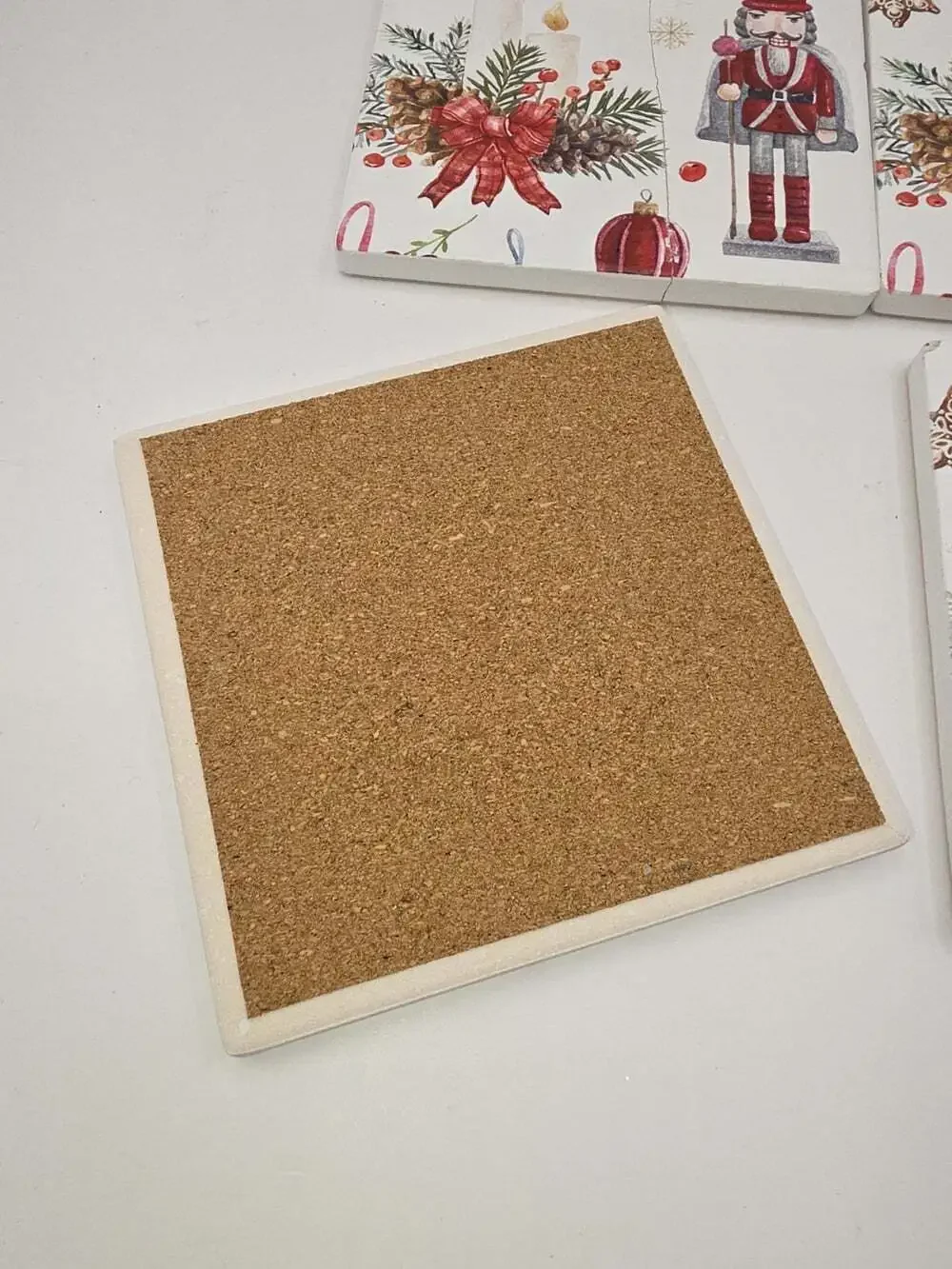 4 Christmas Ceramic Coasters Nutcracker Cork Backing 4